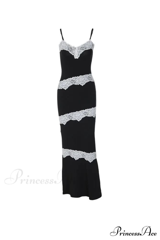 V Neck Lace Patchwork Cami Dress