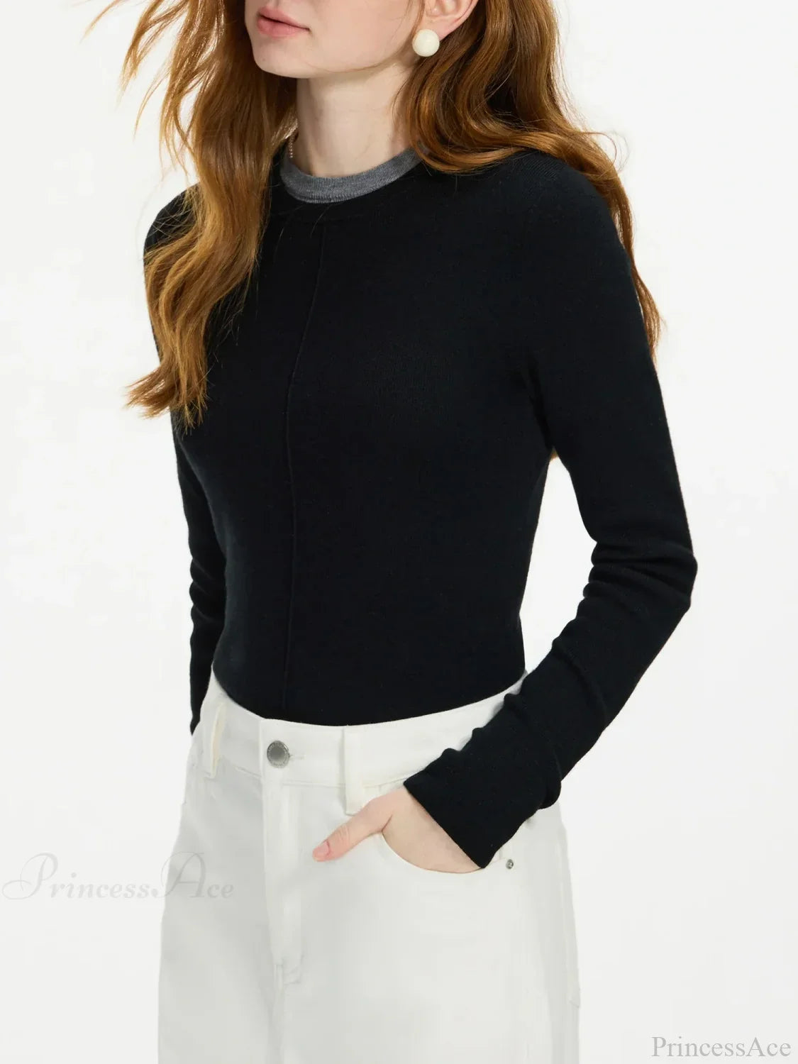 Versatile Round Neck Knitted Sweater