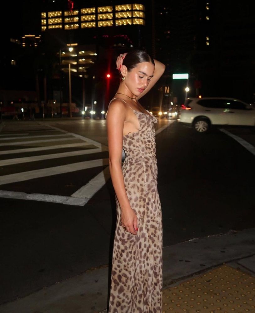 Cowl Neck Spaghetti Strap Print Chiffon Slip Maxi Dress