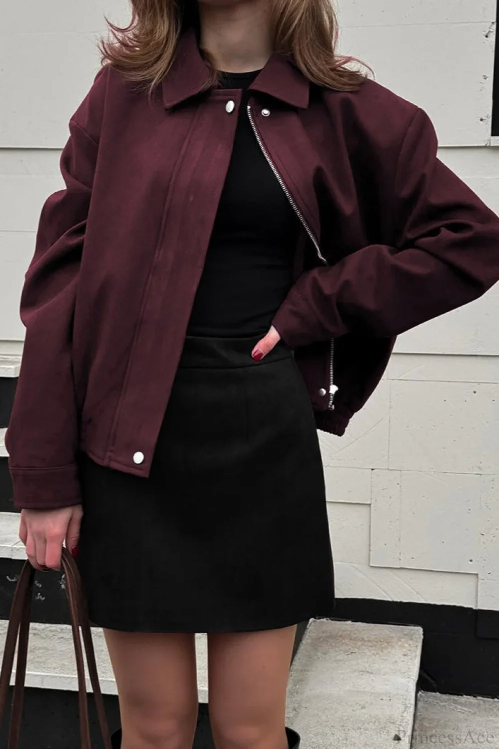 Vintage Burgundy Suede Utility Jacket