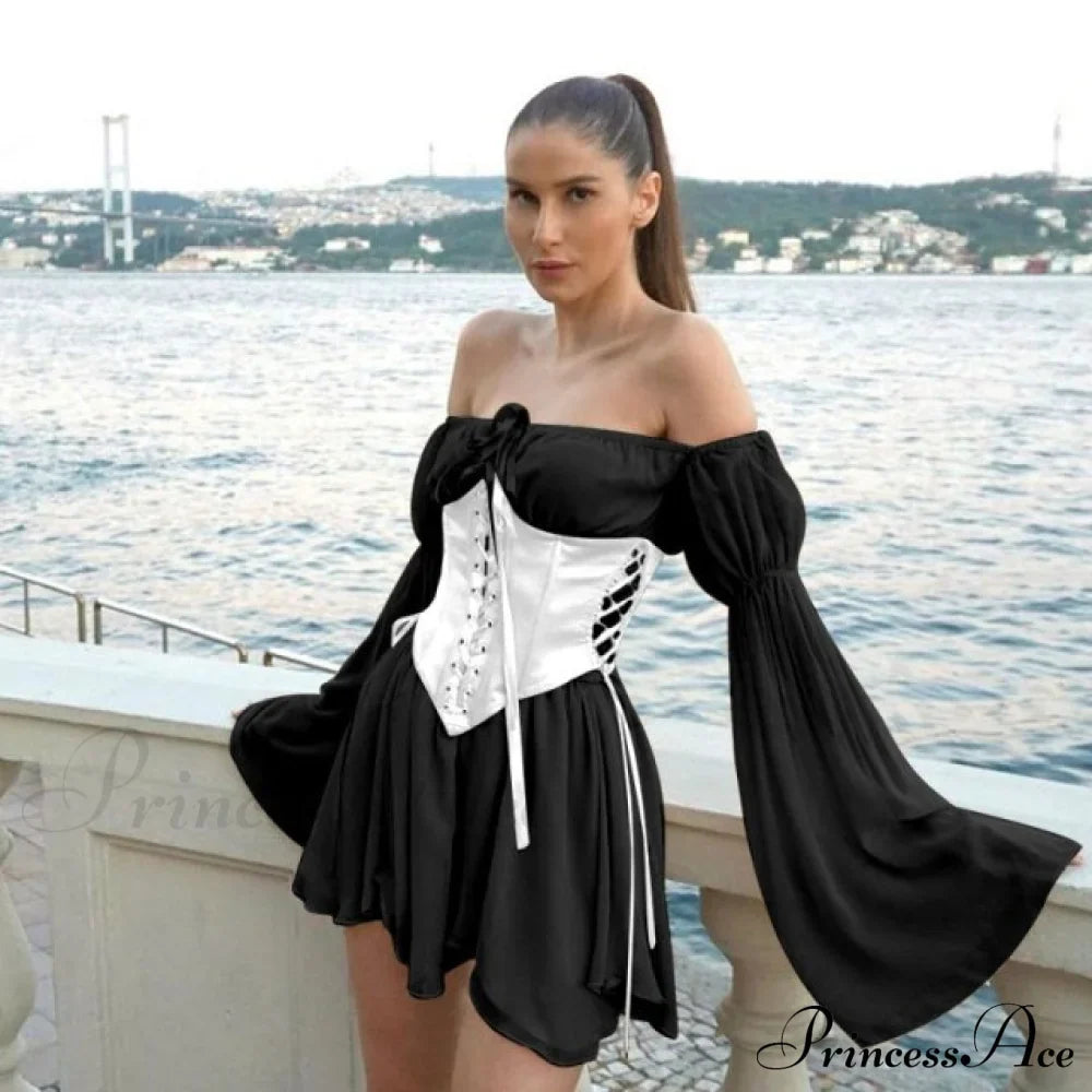 Vintage Flare Sleeve Party Bandage Mini Dress