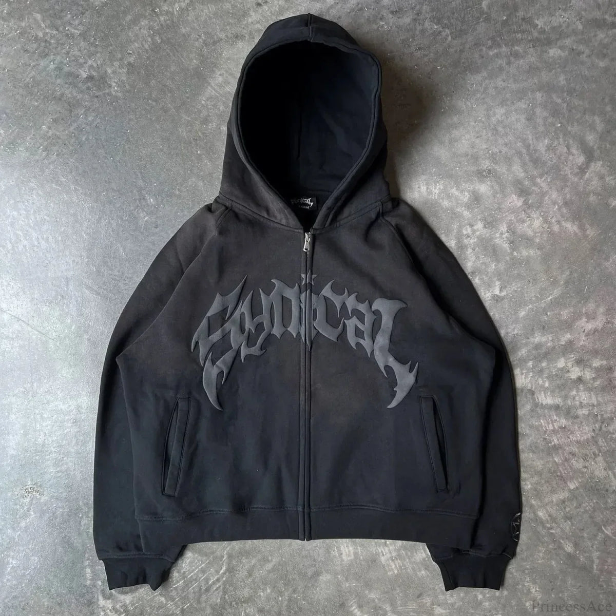Vintage Gothic Printed Zipper Hoodie