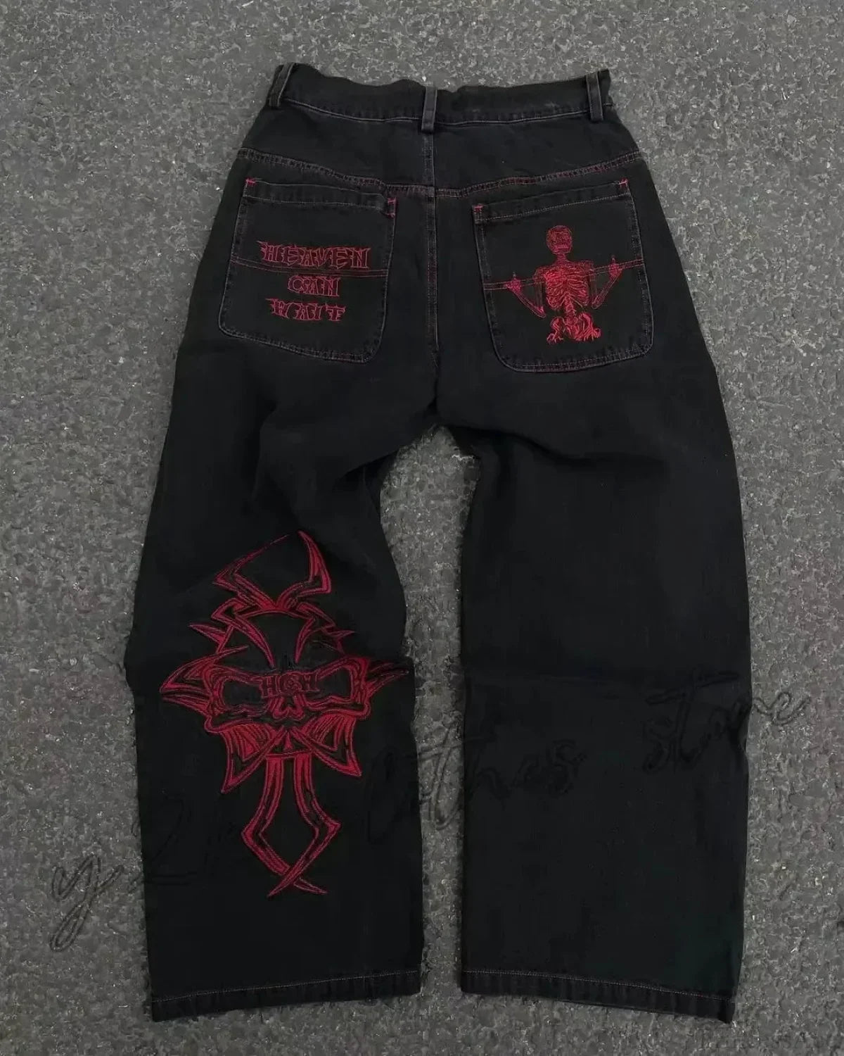 Vintage Gothic Skull Embroidered Trouser