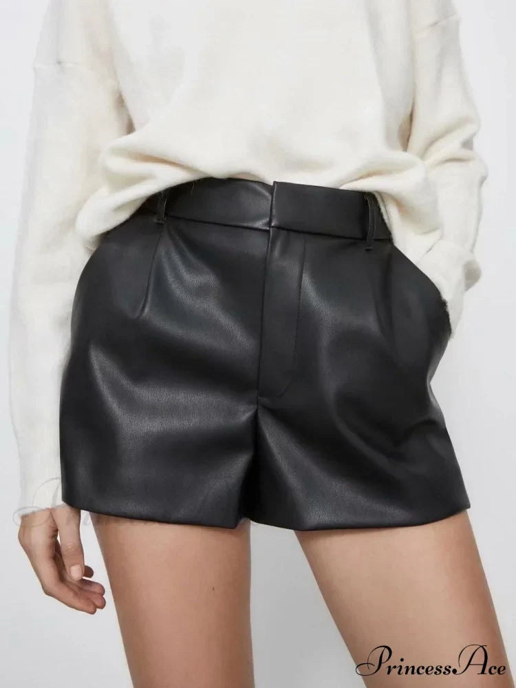 Vintage PU Leather Shorts