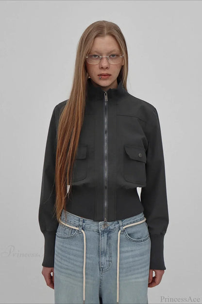 Vintage Utility Ribbed Pockets Jacket