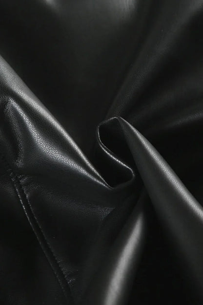 Vintage Y2K Furry Collar Leather Waist - Cinching Jacket