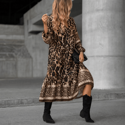 Elegant V-Neck Printed Dress