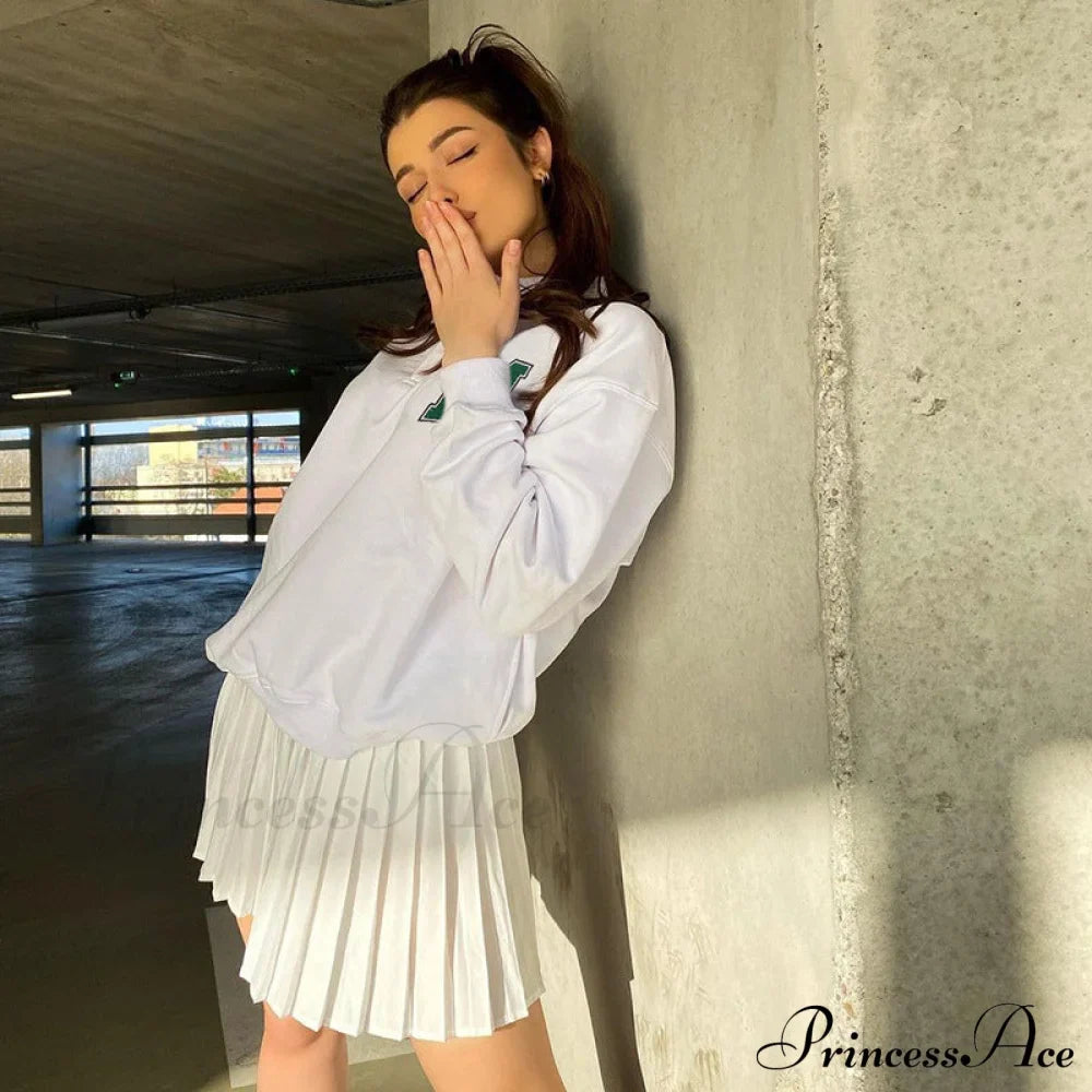 White Loose Letter Print T-shirt