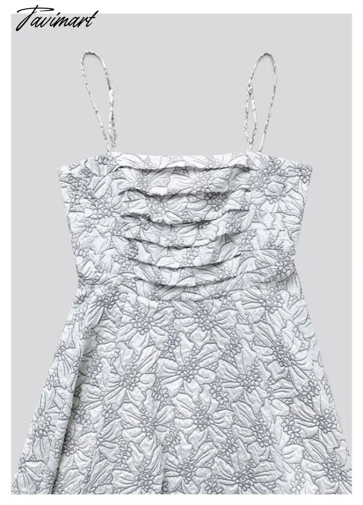 White Midi Dresses for Women New Summer French Style Luxury Look Slim Embossing Clothes Female Vintage Evening Party Dress