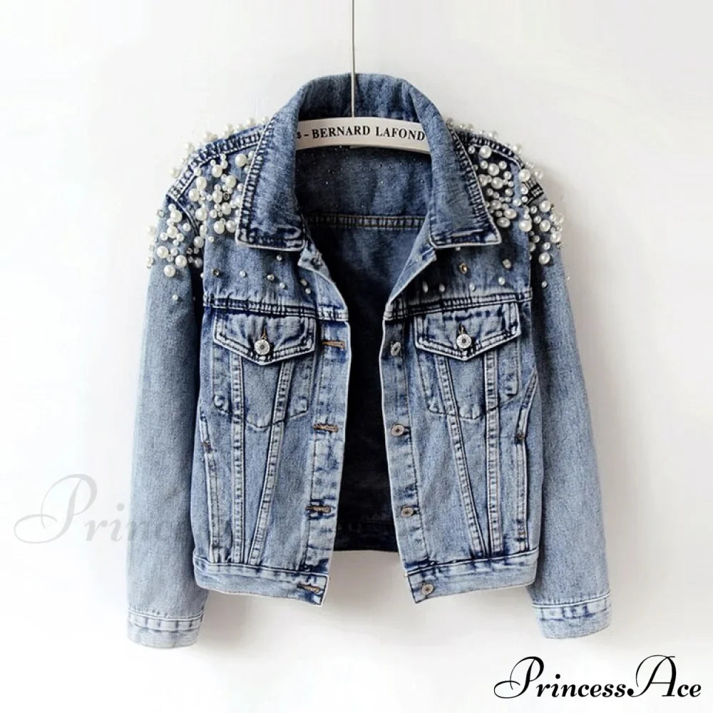 with Detailing New Autumn Women's Jacket Pearl - Denim Collection