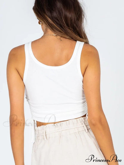 with Tank Round Neck Ruched Drawstring