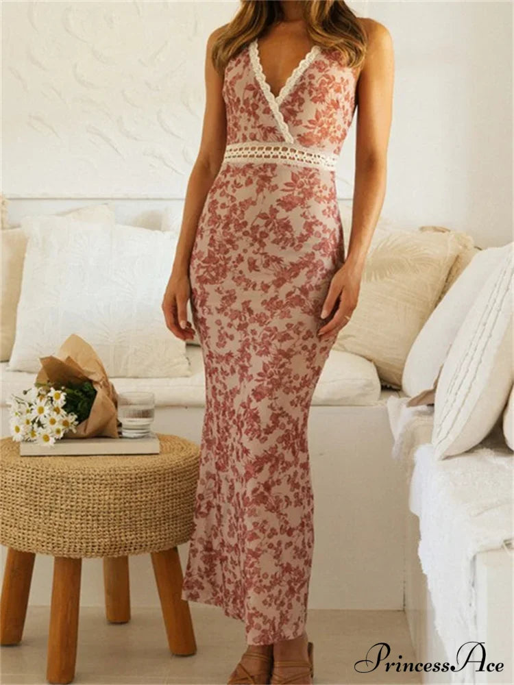 Women Sleeveless Lace Trim Tank Summer Floral Print Party for Cocktail Beach Club Vestido Streetwear