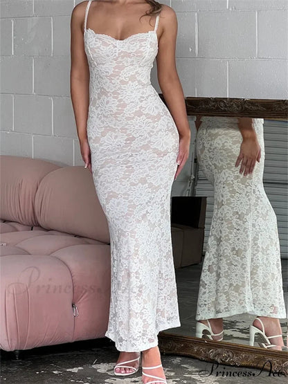 Women Summer V-neck Evening Lace Floral Slim Fit Sleeveless Spaghetti Strap Party Female Vestidos
