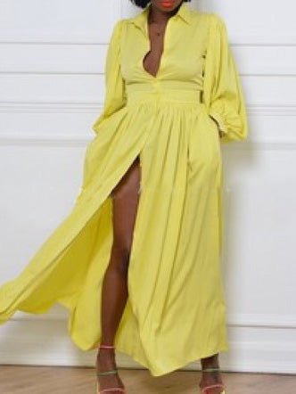 Dresses Button Balloon Sleeve Shirt Dress