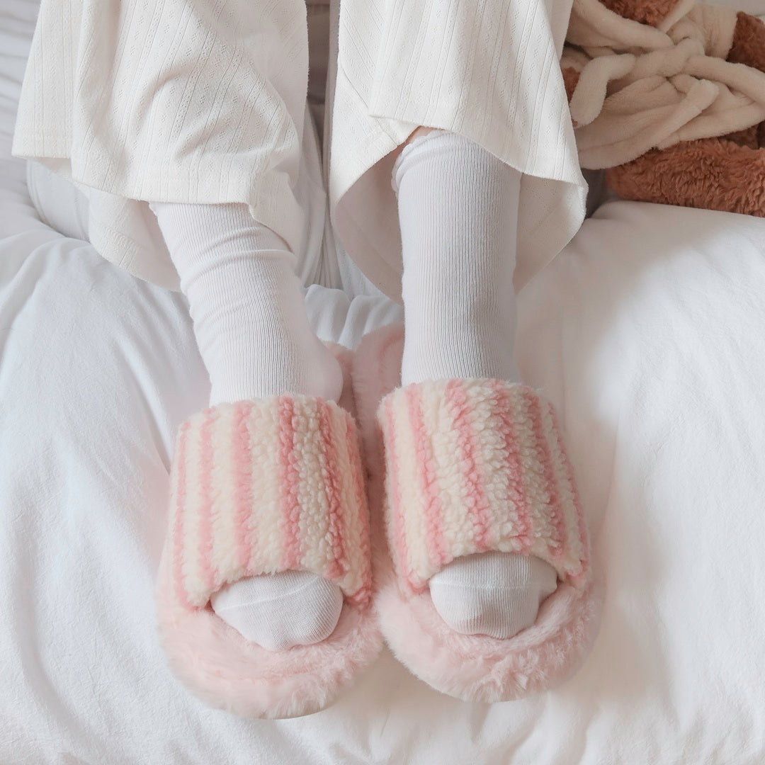 Alicia Plush Striped Slippers