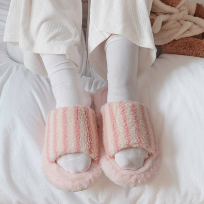 Alicia Plush Striped Slippers