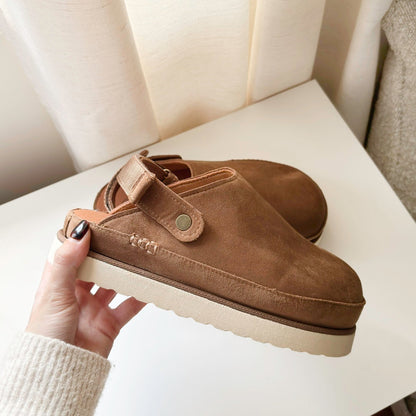 Mia Suede Platform Clogs