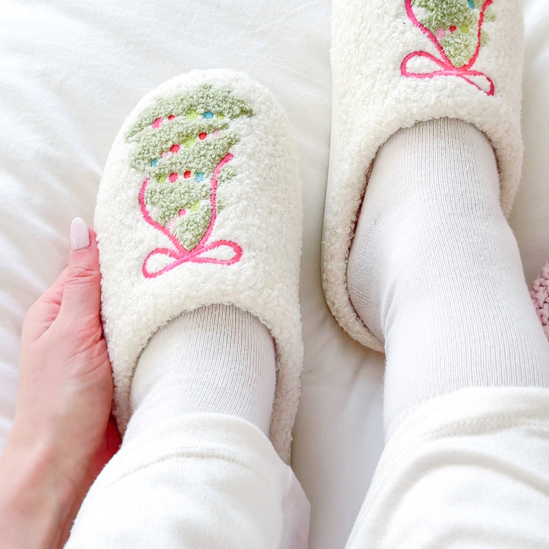 Christmas Tree Plush Slippers