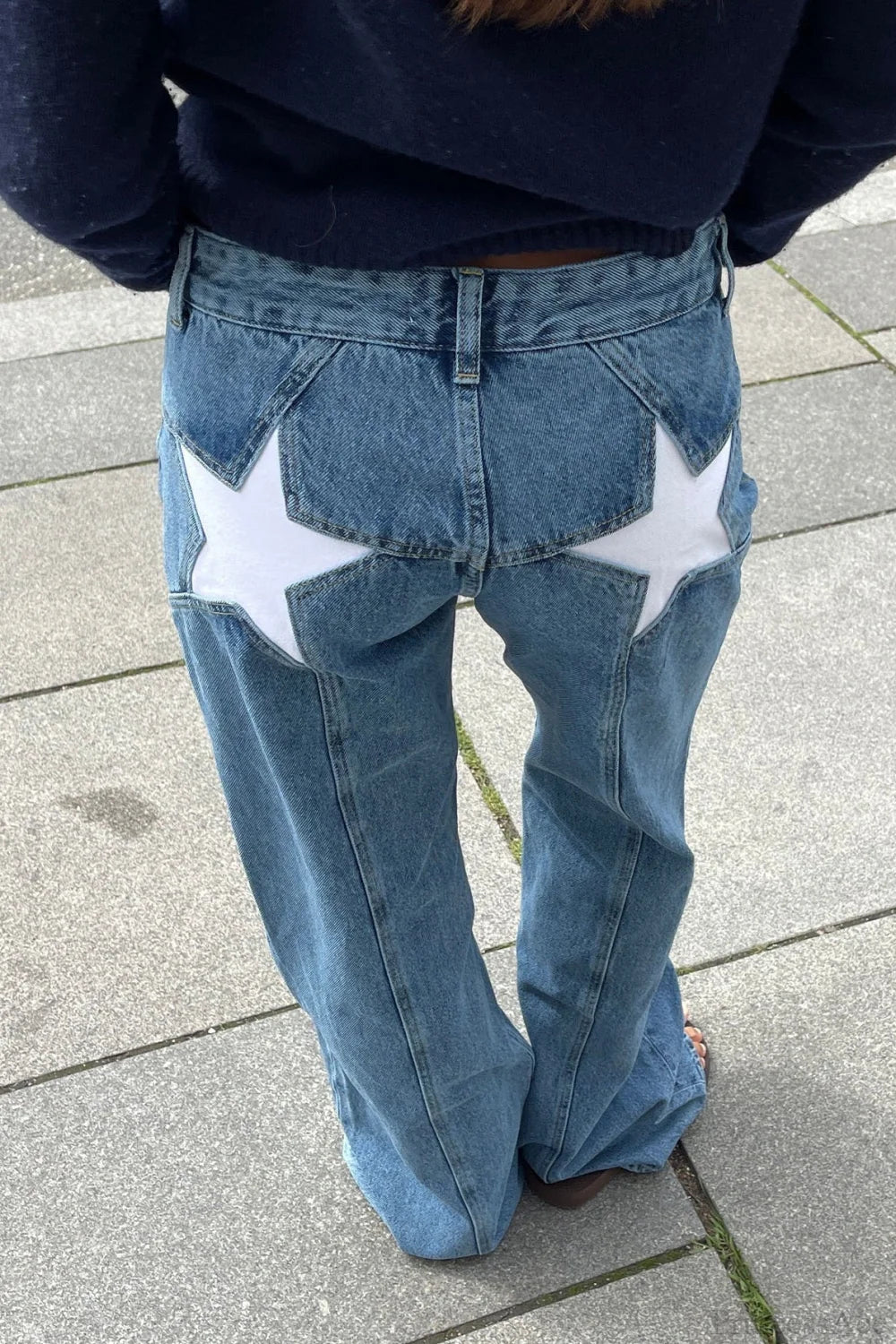 Y2K Star Color-Block Patchwork Jeans