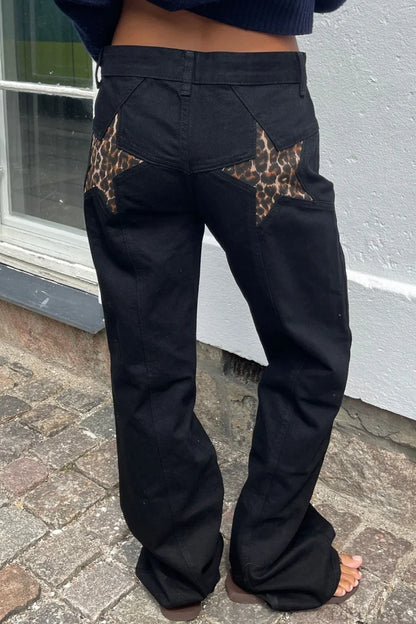 Y2K Star Color-Block Patchwork Jeans