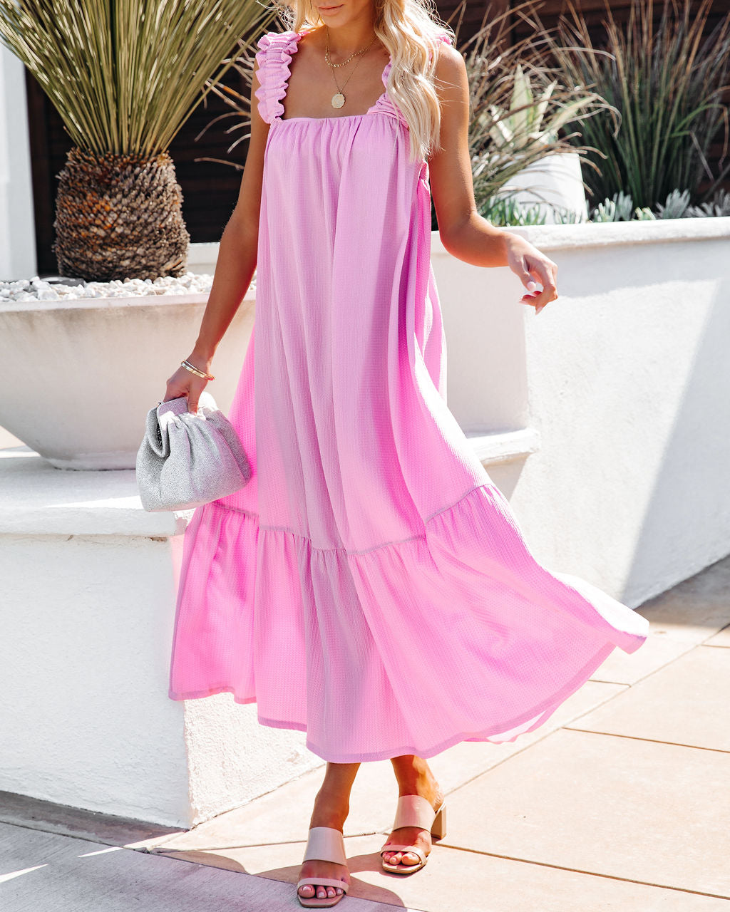Spaghetti Strap Ruched Column Maxi Gown